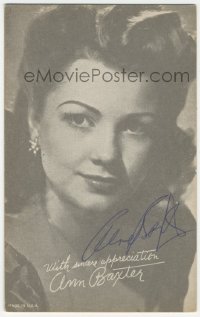 9s0662 ANNE BAXTER signed arcade card 1940s she signed on the front AND on the back!
