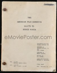 9s0019 AMERICAN FILM INSTITUTE SALUTE TO HENRY FONDA TV final draft script Feb 25, 1978, by Kanter!
