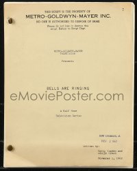 9s0028 BELLS ARE RINGING TV script November 1, 1962, unproduced screenplay by Betty Comden & Green!