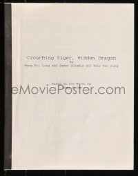 9s0056 CROUCHING TIGER HIDDEN DRAGON script 2000 screenplay by Wang Hui Ling, James Schamus & Jung!