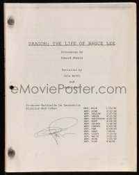 9s0072 DRAGON: THE BRUCE LEE STORY revised draft script 1992 signed by title designer Dan Perri!