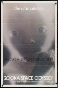 9t1118 2001: A SPACE ODYSSEY 1sh R1974 Stanley Kubrick, c/u of star child, the ultimate trip!
