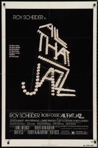 9t1147 ALL THAT JAZZ 1sh 1979 Roy Scheider, Jessica Lange, Bob Fosse musical, title in lights!