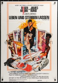 9t0030 LIVE & LET DIE German 1973 McGinnis art of Moore as James Bond & sexy tarot cards!