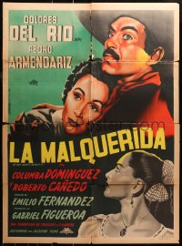 9t0027 LA MALQUERIDA Mexican poster 1951 artwork of sexy Dolores Del Rio & Pedro Armendariz!