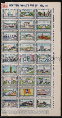 9t0079 1939 NEW YORK WORLD'S FAIR stamp sheet 1939 great artwork of the buildings & attractions!
