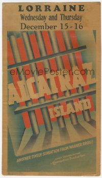 9t0001 ALCATRAZ ISLAND mini WC 1937 great different art of title over prison cell bars, ultra rare!