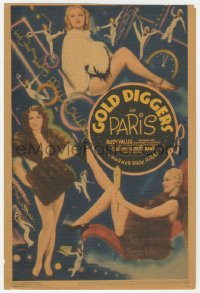 9t0004 GOLD DIGGERS IN PARIS mini WC 1938 art of sexy dancers Rosemary Lane & Gloria Dixon, rare!