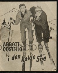 9t0055 HIT THE ICE Danish program 1947 great different images of wacky Abbott & Costello skiing!