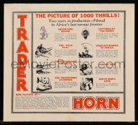 9t0071 TRADER HORN exhibitor brochure 1931 Trader Horn, doctor prescribes enjoying MGM movies, rare!