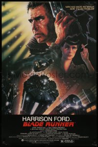 9w1102 BLADE RUNNER studio style 1sh 1982 Ridley Scott, Alvin art of Harrison Ford & cast!