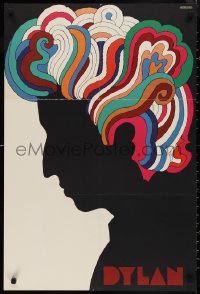 9w0079 DYLAN 22x33 record album insert poster 1967 colorful silhouette art of Bob by Milton Glaser!