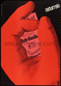 9w0004 ROTH-HANDLE 23x33 German advertising poster 1960 cigarette label & hand by Michael Engelmann