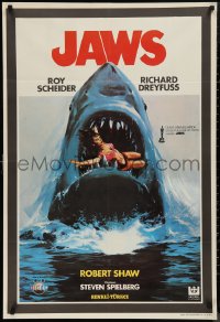 9w0028 JAWS Turkish 1981 best different art of classic man-eating shark with sexy girl in mouth!
