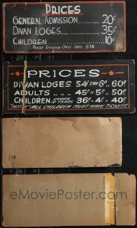 9x0007 LOT OF 2 HANDMADE 7X17 THEATER SIGNS 1940s see what it cost to watch a movie back then!