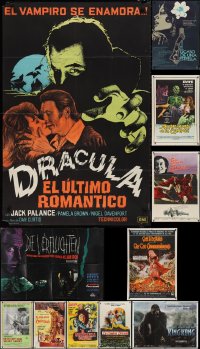 9x0076 LOT OF 19 FOLDED MOSTLY HORROR/SCI-FI NON-U.S. POSTERS 1950s-2000s cool movie images!