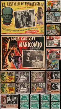 9x0044 LOT OF 25 MEXICAN LOBBY CARDS FROM BORIS KARLOFF MOVIES 1950s-1970s great horror scenes!