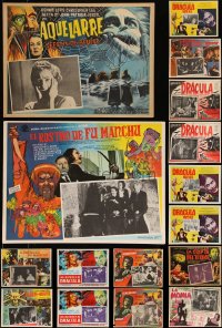 9x0046 LOT OF 20 MEXICAN LOBBY CARDS FROM CHRISTOPHER LEE MOVIES 1950s-1970s great horror scenes!