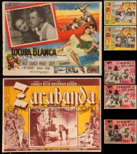9x0057 LOT OF 7 STEWART GRANGER MEXICAN LOBBY CARDS 1950s great images from several movies!