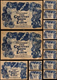 9x0011 LOT OF 21 GREATEST SHOW ON EARTH HERALDS 1952 DeMille, great montage of the all-star cast!