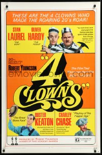 9y1453 4 CLOWNS 1sh 1970 Stan Laurel & Oliver Hardy, Buster Keaton, Charley Chase!