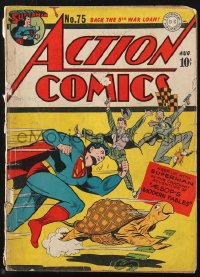 9y0005 ACTION COMICS #75 comic book August 1944 keep up with Superman in Aesop's Modern Fables!