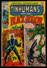 9y0063 AMAZING ADVENTURES #5 comic book March 1971 The Inhumans and The Black Widow, A City Dies!