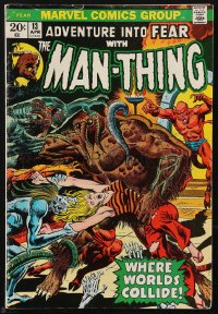 9y0221 ADVENTURE INTO FEAR #13 comic book April 1973 The Man-Thing, Where Worlds Collide by Mayerik!