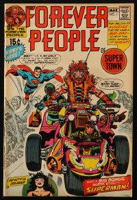 9y0016 FOREVER PEOPLE #1 comic book March 1971 Superman guest stars, Jack Kirby & Frank Giacoia art!