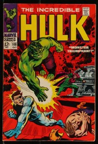 9y0053 INCREDIBLE HULK #108 comic book October 1968 Monster Triumphant by Herb Trimpe!