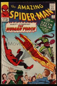 9y0071 SPIDER-MAN #17 comic book Oct 1964 Return of Green Goblin, Human Torch crossover by Steve Ditko!