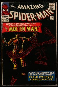 9y0080 SPIDER-MAN #28 comic book Sep 1965 The Molten Man by Steve Ditko + Peter Parker's Graduation!