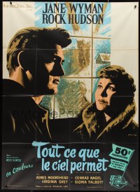 9y1760 ALL THAT HEAVEN ALLOWS French 1p 1962 different Xarrie art of Rock Hudson & Jane Wyman!