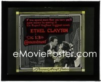 9y0405 13TH COMMANDMENT glass slide 1920 Ethel Clayton and Charles Meredith share their wealth!