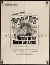 9y0458 ACTION IN THE NORTH ATLANTIC pressbook supplement 1943 Humphrey Bogart back from Casablanca!