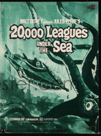 9y0456 20,000 LEAGUES UNDER THE SEA pressbook R1971 Jules Verne classic, art of deep sea divers!