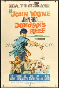 9z0030 DONOVAN'S REEF style Y 40x60 1963 John Ford, great art of punching sailor John Wayne & Lee Marvin!