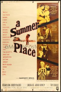 9z0048 SUMMER PLACE style Y 40x60 1959 Sandra Dee & Troy Donahue in young lovers classic, montage!