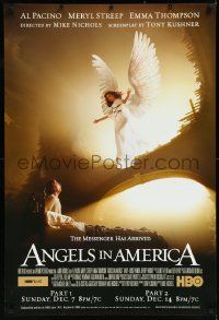9z0111 ANGELS IN AMERICA tv poster 2003 wonderful image of angel Emma Thompson over Justin Kirk!