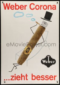 9z0007 WEBER 36x51 Swiss advertising poster 1959 Vetsch art of cigar smoking cigar!