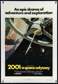 1a0085 2001: A SPACE ODYSSEY linen 1sh R1980 Stanley Kubrick, art of space wheel by Bob McCall!