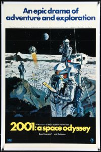 1a0084 2001: A SPACE ODYSSEY linen style B 1sh 1968 Kubrick, McCall art of astronauts on the moon!