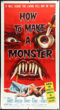 1a0015 HOW TO MAKE A MONSTER linen 3sh 1958 ghastly ghouls, it will scare the living yell out of you!