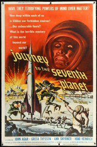 1a0033 JOURNEY TO THE SEVENTH PLANET linen 40x60 1961 terryfing powers of mind over matter, very rare!