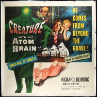 1a0023 CREATURE WITH THE ATOM BRAIN linen 6sh 1955 cool art of dead man from beyond the grave, rare!