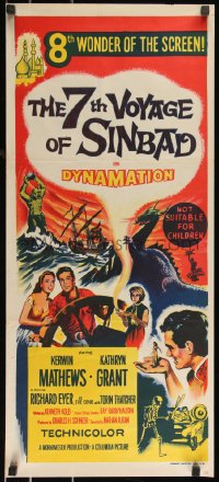 1a0540 7th VOYAGE OF SINBAD Aust daybill 1958 Ray Harryhausen fantasy classic, Dynamation montage!