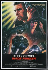 1a0095 BLADE RUNNER linen studio style 1sh 1982 Ridley Scott, Alvin art of Harrison Ford & cast!