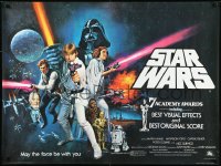 1a2212 STAR WARS British quad 1978 A New Hope, George Lucas sci-fi, art by Tom William Chantrell!