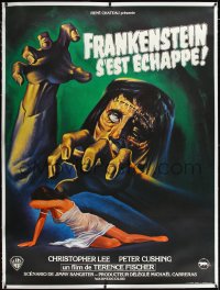 1a0003 CURSE OF FRANKENSTEIN linen French 1p R1970s different Mascii art of monster Christopher Lee!
