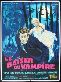 1a0007 KISS OF THE VAMPIRE linen French 1p 1963 Hammer, different horror art by Guy Gerard Noel!